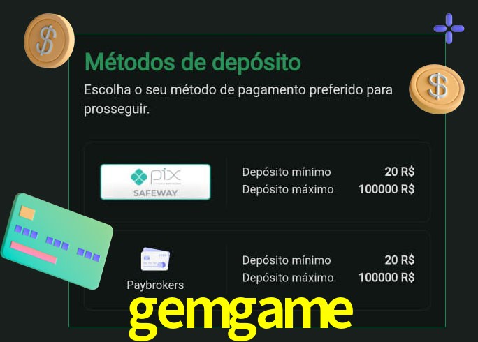 O cassino gemgame oferece uma grande variedade de métodos de pagamento